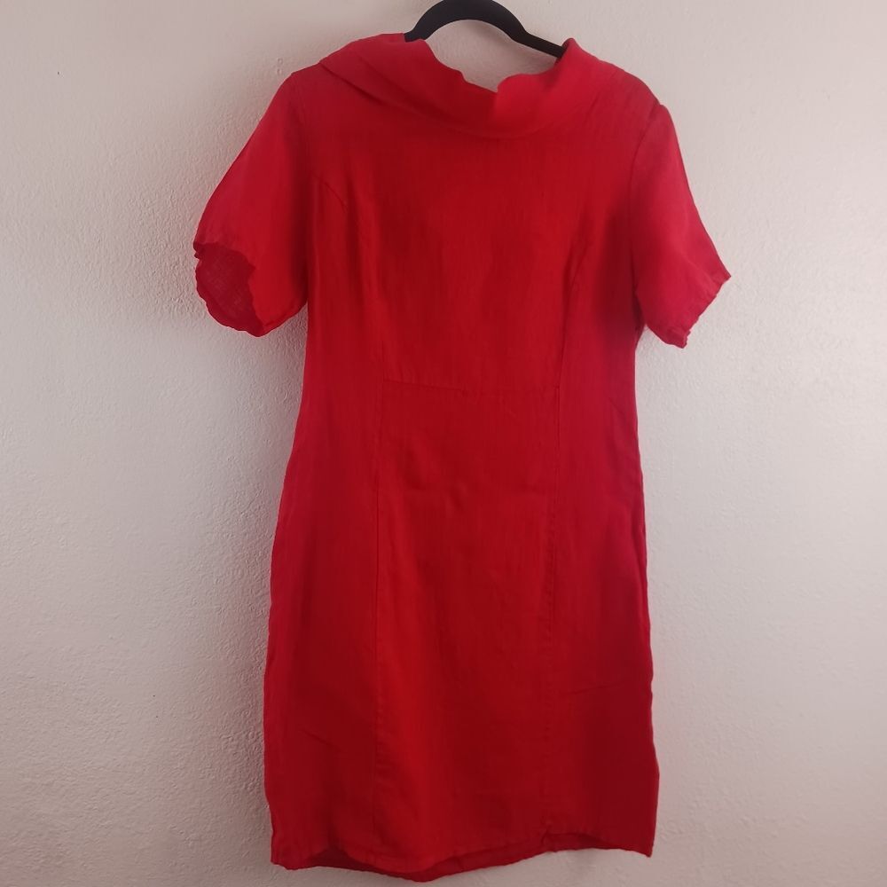 Italy Martina Innocenti Linen Lagenlook Red Dress Fits Size Medium Quality
